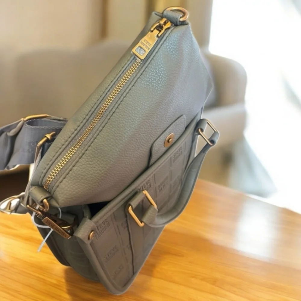 STEVE MADDEN NWT 4fer Olive Green Satchel & Crossbody Tote +2 Pouches & Wallet